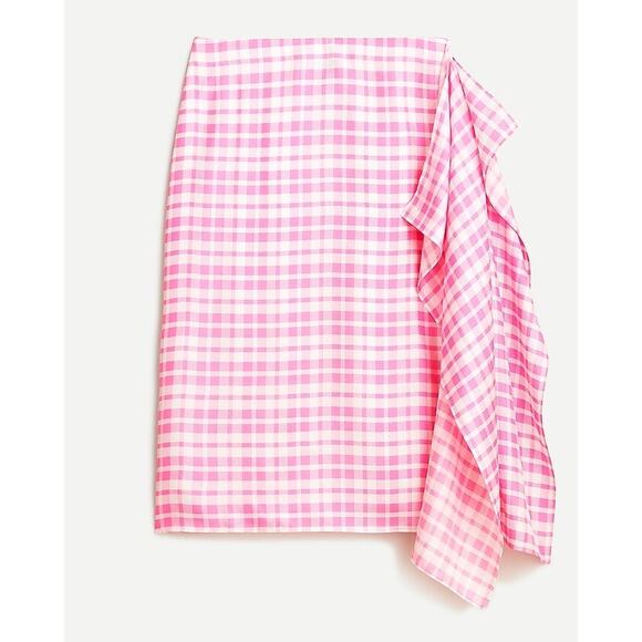 NWT J. Crew Pink Ruffle Skirt Silk Twill Career Office Workwear Feminine Size 0 - Picture 3 of 8